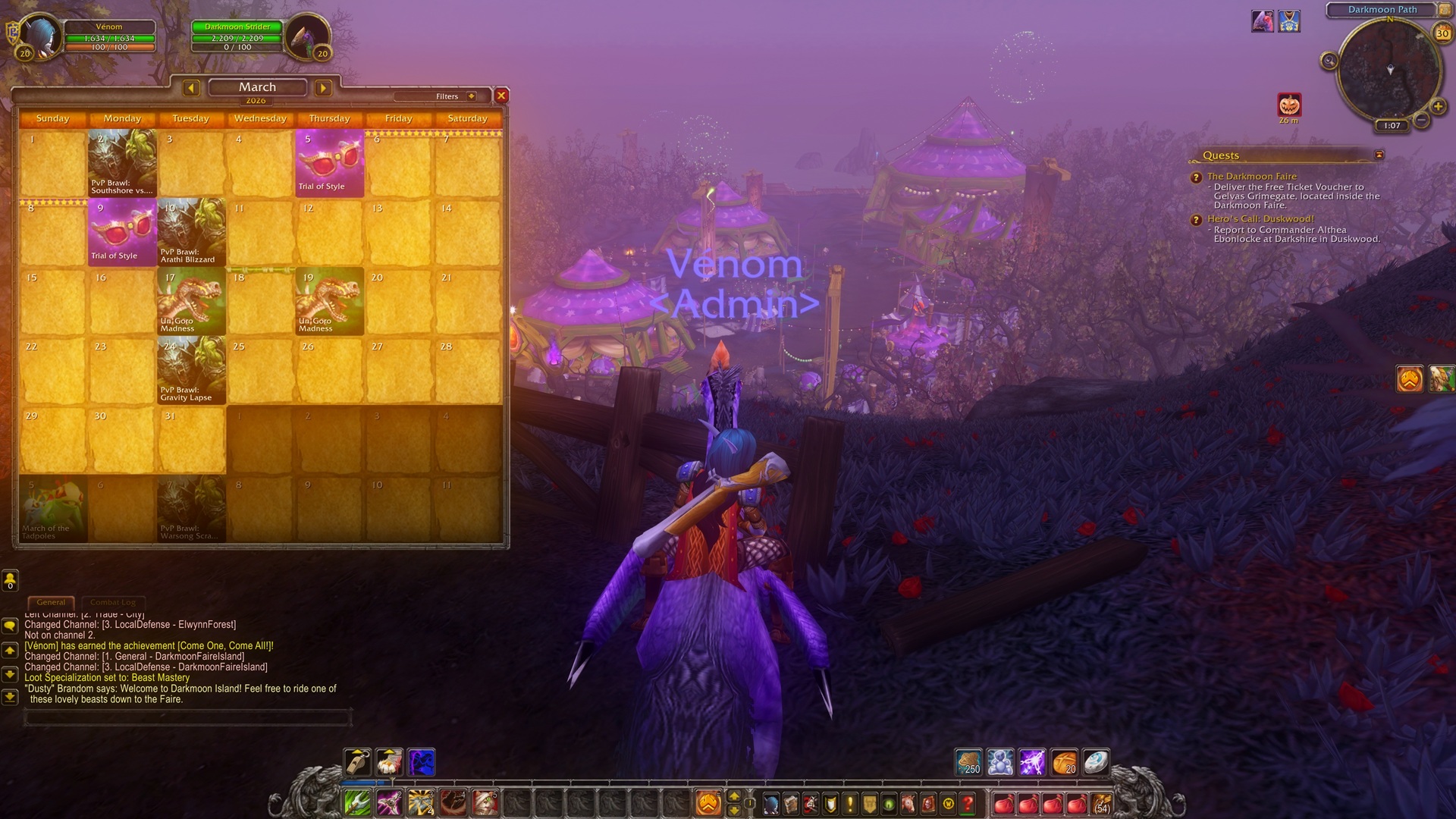 Calendar – Darkmoon Faire & events