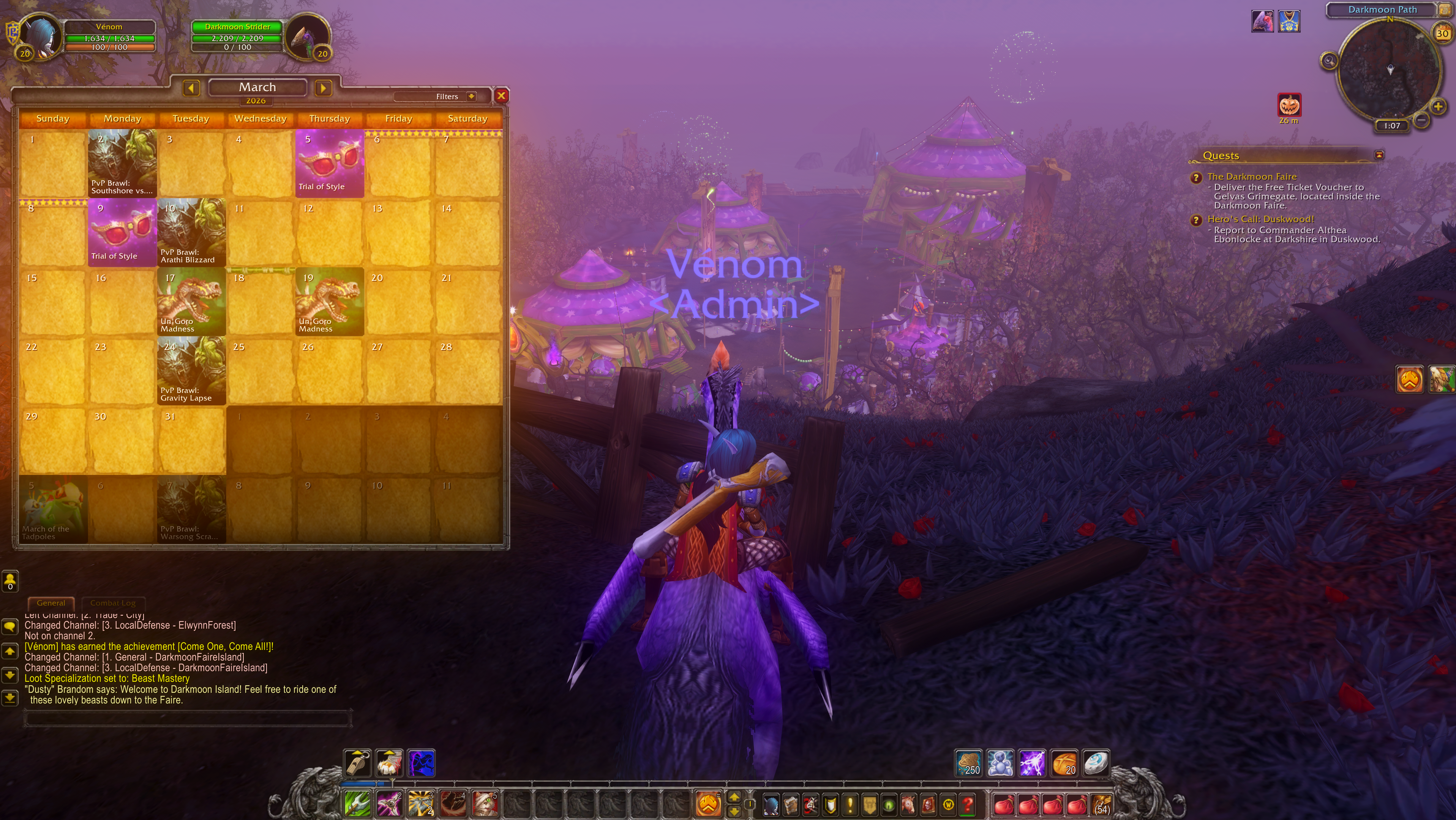 Calendar – Darkmoon Faire & events