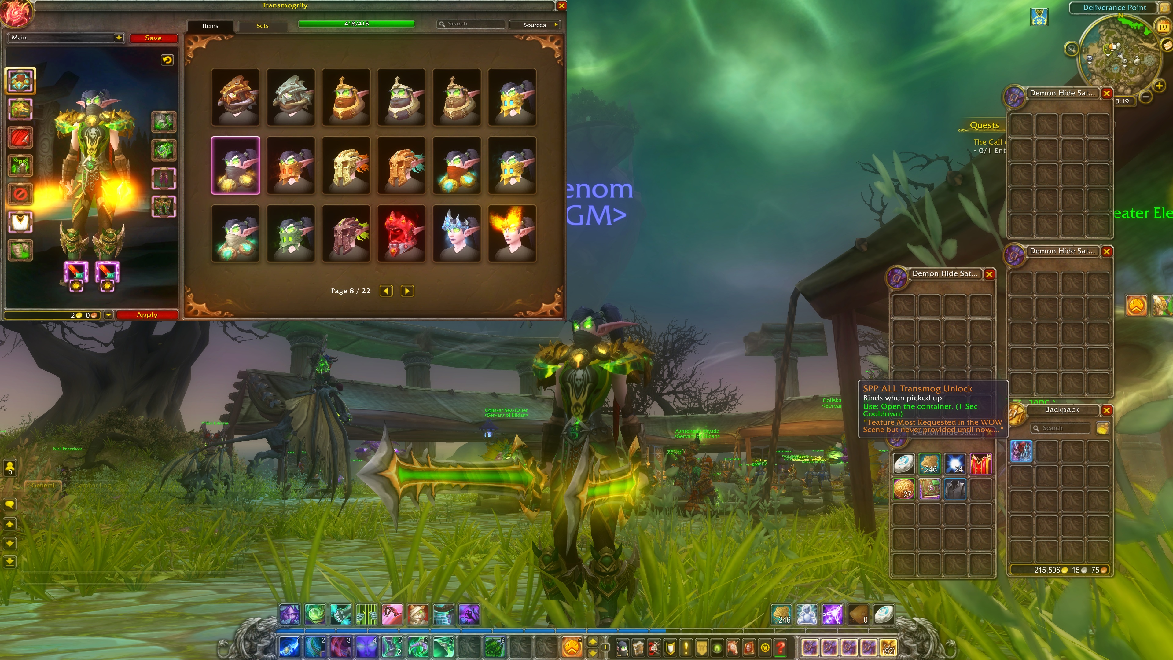 Choose To Start With All Transmogs Unlocked via mail item